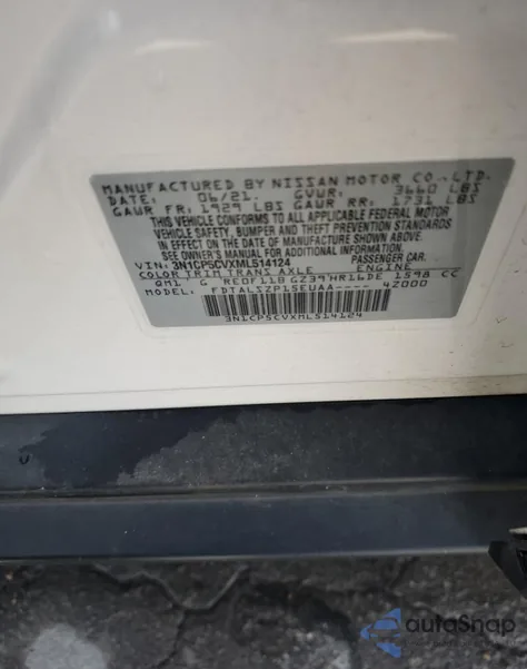 2021 Nissan Kicks Sv из США, поврежденный, VIN 3N1CP5CVXML514124